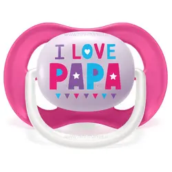 پستانک تکی الترا ایر 18-6 ماه طرح I LOVE PAPA صورتی اونت Avent (فاقد جعبه)