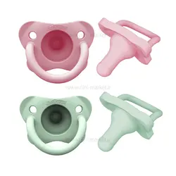 پستانک دو عددی سیلیکونی صورتی و سبز دکتر بروان Dr.brown
