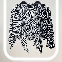 شومیز عیدانه گورخری مدل یقه شکاری