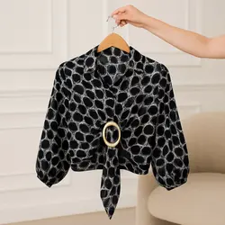 شومیز عیدانه گورخری مدل یقه شکاری