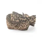 تل گره ای پارچه ای گلدار طوسی و سفید