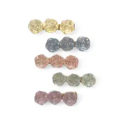 گیره انبری گلدار (3 رز) نیمه شفاف شاین دار