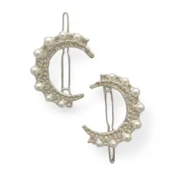 انبری فلزی هلالی نگین دار و مرواریدی