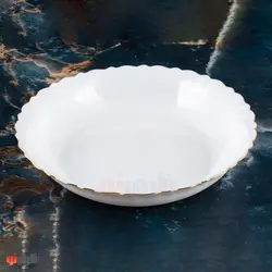 دیس گرد (نیم گود)بزرگ سفید ارکوپال لب طلا 212دیلانت - فروشگاه کریستال فروزان | Forozan Crystal