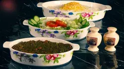 تابه 3 تایی گلدار جینی خارجی مستطیل(مقاوم به حرارت) - فروشگاه کریستال فروزان | Forozan Crystal