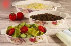 تابه 3 تایی گلدار جینی خارجی مستطیل(مقاوم به حرارت) - فروشگاه کریستال فروزان | Forozan Crystal