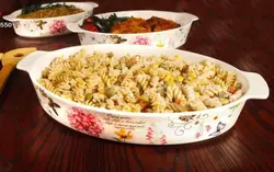 تابه 3 تایی گلدار جینی خارجی مستطیل(مقاوم به حرارت) - فروشگاه کریستال فروزان | Forozan Crystal