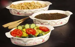 تابه 3 تایی گلدار جینی خارجی مستطیل(مقاوم به حرارت) - فروشگاه کریستال فروزان | Forozan Crystal