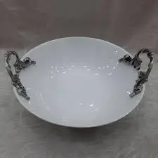 کاسه28چینی رلیف میوه خوری دسته پیوترتقدیس(میوه خوری) - فروشگاه کریستال فروزان | Forozan Crystal