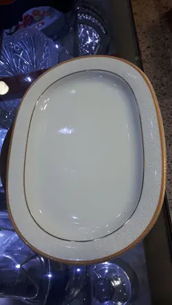 دیس بیضی 30 الناز طلایی چینی مقصود درجه یک - فروشگاه کریستال فروزان | Forozan Crystal