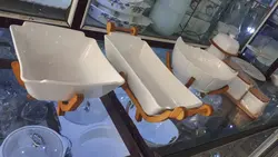 میوه خوری ساینا مربع پایه چوب(پلی وود روس)درجه یک - فروشگاه کریستال فروزان | Forozan Crystal