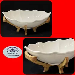 کشکول منحنی ساینا پایه چوب پلی وود روس (میوه گز خورشت خوری) - فروشگاه کریستال فروزان | Forozan Crystal