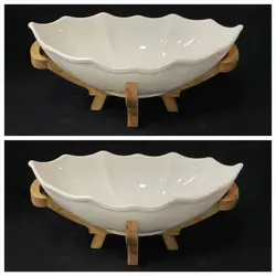 کشکول منحنی ساینا پایه چوب پلی وود روس (میوه گز خورشت خوری) - فروشگاه کریستال فروزان | Forozan Crystal