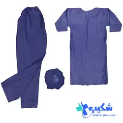 لباس بیمار یک بار مصرف ۳۸ گرم آبی (گان– شلوار – کلاه) - فروشگاه تجهیزات پزشکی شکیب
