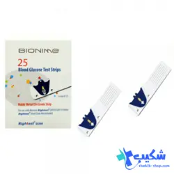 نوار دستگاه تست قند خون بایونیم بسته 25 عددی - فروشگاه تجهیزات پزشکی شکیب