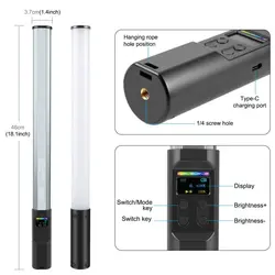 چراغ دستی عکاسی PULUZ مدل PU4140 | نور RGB کامل با 132 LED