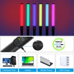 باتوم لایت دستی عکاسی PULUZ مدل PU4135 | چراغ RGB تمام‌رنگی 190LED با بارندور