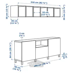 ترکیب کابینت برای تلویزیون ایکیا مدل IKEA BESTÅ / EKET رنگ مشکی-قهوه ای صورتی کمرنگ/روکش بلوط رنگ آمیزی شده