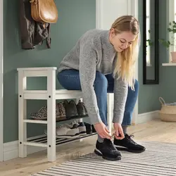 نیمکت با محل نگهداری کفش ایکیا مدل IKEA HEMNES