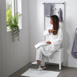 نیمکت ذخیره سازی با ریل حوله/4 قلاب ایکیا مدل IKEA HEMNES