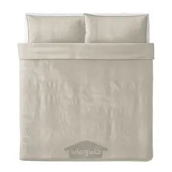 روکش لحاف و 2 عدد روبالشی ایکیا مدل IKEA ÄNGSLILJA رنگ خاکستری روشن-بژ