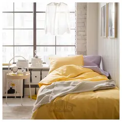 روکش لحاف و 2 عدد روبالشی ایکیا مدل IKEA NATTSVÄRMARE رنگ زرد