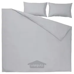 روکش لحاف و 2 عدد روبالشی ایکیا مدل IKEA NATTSVÄRMARE رنگ خاکستری روشن
