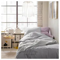 روکش لحاف و 2 عدد روبالشی ایکیا مدل IKEA NATTSVÄRMARE رنگ خاکستری روشن