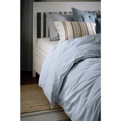 روکش لحاف و روبالشی ایکیا مدل IKEA BERGPALM رنگ آبی / راه راه