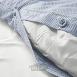 روکش لحاف و 2 عدد روبالشی ایکیا مدل IKEA BERGPALM رنگ آبی / راه راه