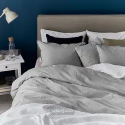 روکش لحاف و روبالشی ایکیا مدل IKEA BERGPALM رنگ خاکستری / راه راه