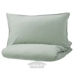 روکش لحاف و 2 عدد روبالشی ایکیا مدل IKEA BERGPALM رنگ سبز/راه راه