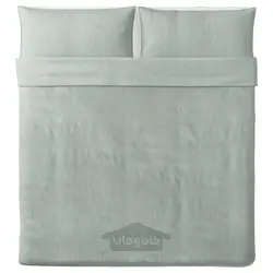 روکش لحاف و 2 عدد روبالشی ایکیا مدل IKEA BERGPALM رنگ سبز/راه راه