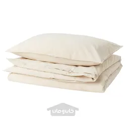 روکش لحاف و روبالشی ایکیا مدل IKEA BERGPALM رنگ زرد / سفید / راه راه