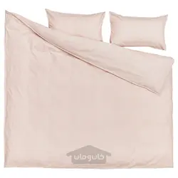 روکش لحاف و 2 عدد روبالشی ایکیا مدل IKEA BERGPALM رنگ صورتی روشن/راه راه