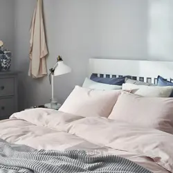 روکش لحاف و 2 عدد روبالشی ایکیا مدل IKEA BERGPALM رنگ صورتی روشن/راه راه