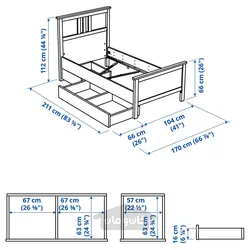 قاب تخت با 2 جعبه ذخیره سازی ایکیا مدل IKEA HEMNES