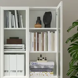 کتابخانه با درب های پنلی/شیشه ای ایکیا مدل IKEA BILLY / OXBERG رنگ سفید