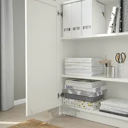 کتابخانه با درب های پنلی/شیشه ای ایکیا مدل IKEA BILLY / OXBERG رنگ سفید
