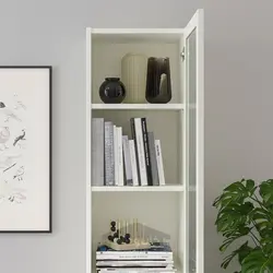 کتابخانه با درب پنلی/شیشه ای ایکیا مدل IKEA BILLY / OXBERG رنگ سفید/شیشه ای