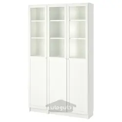 کتابخانه با درب های پنلی/شیشه ای ایکیا مدل IKEA BILLY / OXBERG رنگ سفید/شیشه ای