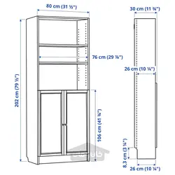 کتابخانه با درب ایکیا مدل IKEA BILLY / OXBERG رنگ سفید