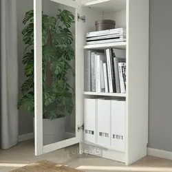 کتابخانه با درب شیشه ای ایکیا مدل IKEA BILLY / OXBERG رنگ سفید/شیشه ای