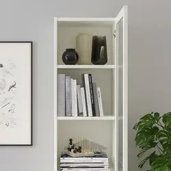 کتابخانه با درب شیشه ای ایکیا مدل IKEA BILLY / OXBERG رنگ سفید/شیشه ای