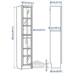 کتابخانه با درب شیشه ای ایکیا مدل IKEA BILLY / OXBERG رنگ سفید/شیشه ای