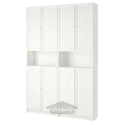 کتابخانه با واحد اضافی/درب ایکیا مدل IKEA BILLY / OXBERG رنگ سفید