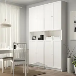 کتابخانه با واحد اضافی/درب ایکیا مدل IKEA BILLY / OXBERG رنگ سفید