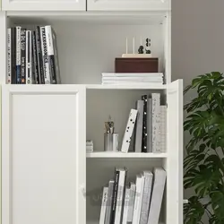 کتابخانه با واحد اضافی/درب ایکیا مدل IKEA BILLY / OXBERG رنگ سفید