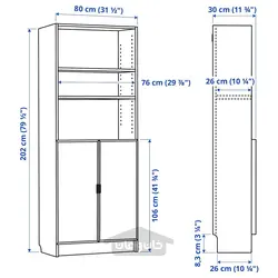 کتابخانه با درب های شیشه ای ایکیا مدل IKEA BILLY / HÖGBO رنگ سفید