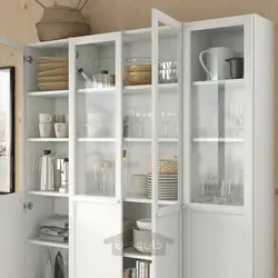 ترکیب کتابخانه بادرب پنلی/شیشه ای ایکیا مدل IKEA BILLY / OXBERG رنگ سفید